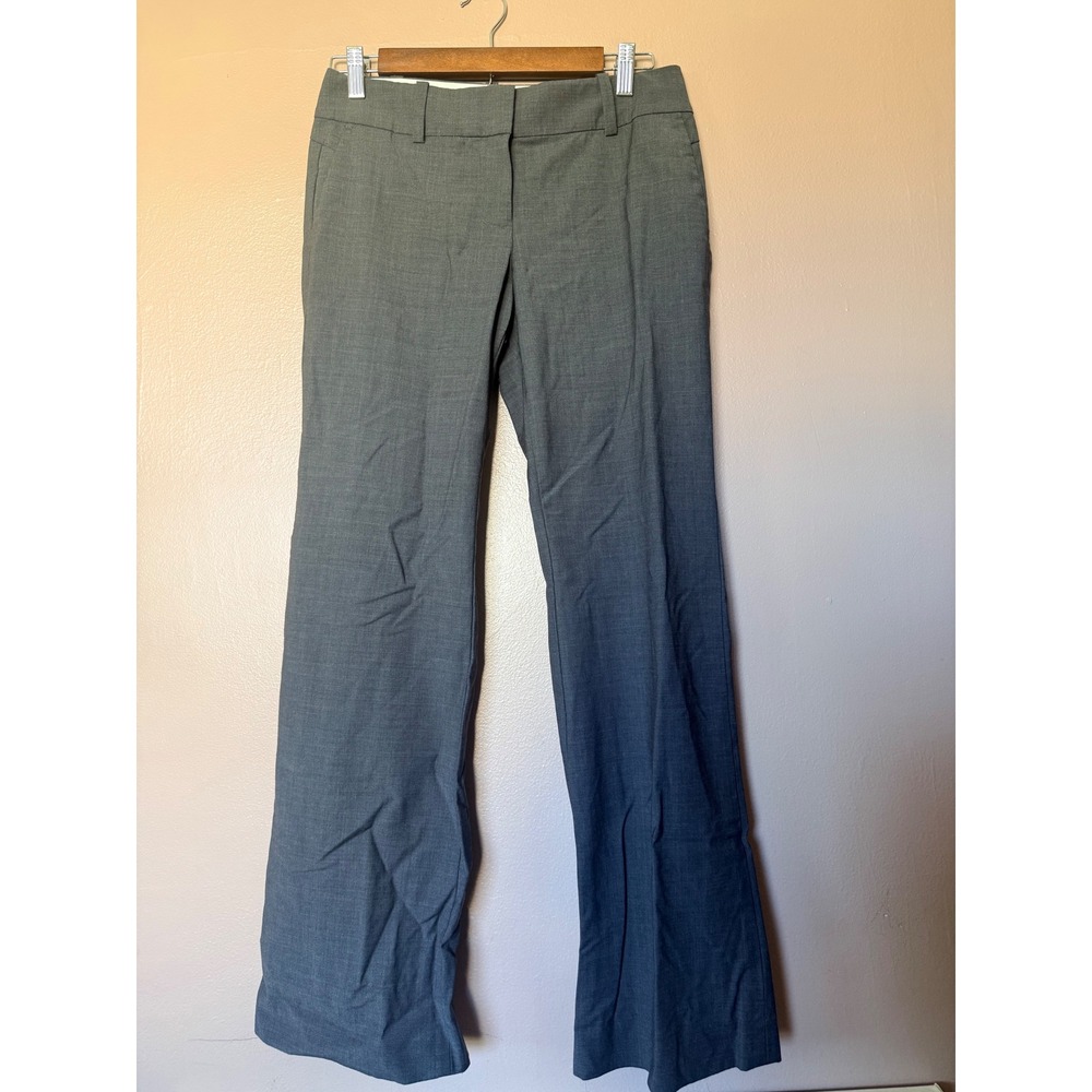 Ann Taylor 2P Gray Dress Pants Petite Wide Leg Wool Blend Trousers MidRise